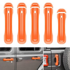 CheroCar Orange Door Handle Cover Trim Tailgate Handle Cover Kit Fit for 2018-2026 Jeep Wrangler JL JLU 4xe & Gladiator JT Sports Sahara Freedom Rubicon 2/4-Door Exterior Accessories