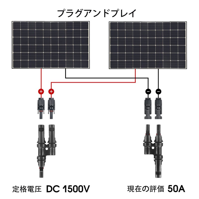 Chaojibao MC4 Solar Panel Cable Connector, MC4 T Connector for