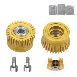 Upgraded K1C Dual Bearing Extruder Gear Kit - DLC Coated & Nickel-Plated Hardened Steel Filament Drive Compatible with Creality K1/K1 Max/K1C/Ender 3 V3/Ender 3 V3 Plus 3D Printer (Gold)
