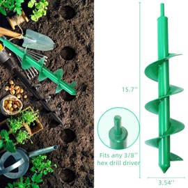 Auger Drill Bit for Planting,4 Pack Garden Ground Earth Spiral Drill Bit for 3/8" Hex Drive Drill, Auger Drill Bits for Bulbs Planting, Hole Digger Flowers,Bedding Digging Plant Rapid Planter Tool