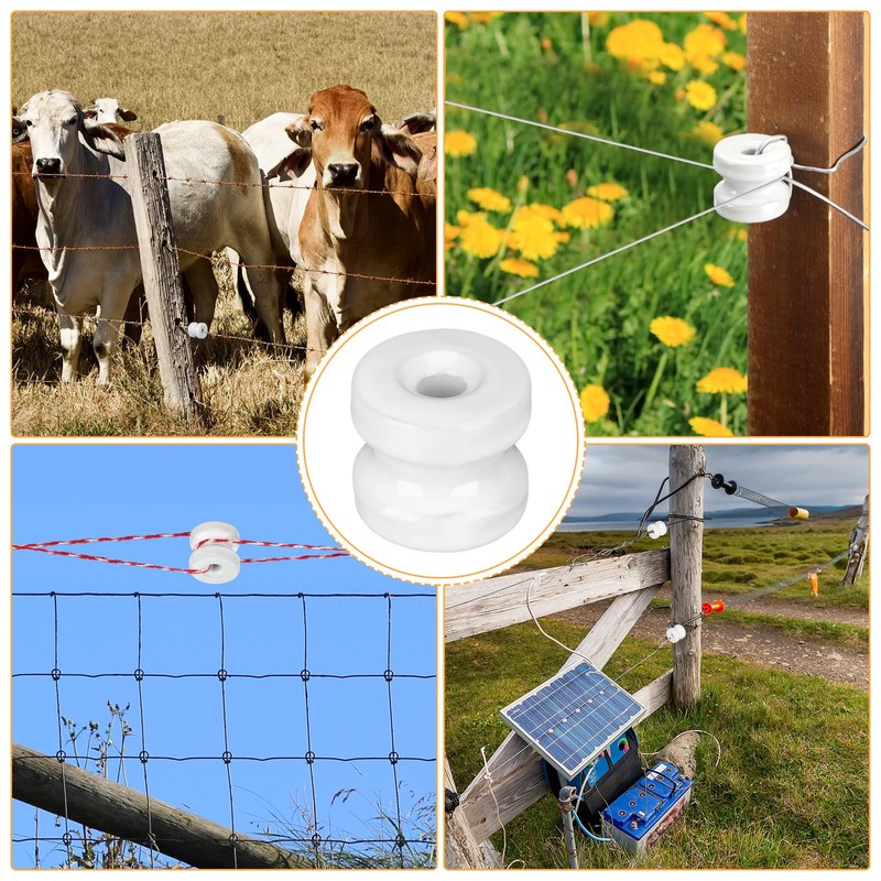 SiliFine 25 Pcs WP36 Corner Post Ceramic Fence Insulator Electric
