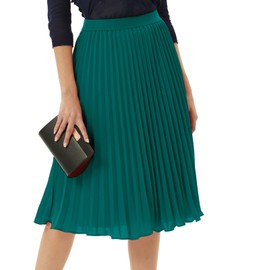 GRACE KARIN Womens Classy Vintage Chiffon Swing Pleated A-line Skirt Peacock Blue XL