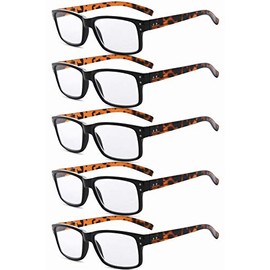 Eyekepper 5er-pack Federscharniere Vintage Herren Lesebrille in Schwarz Fassung Schildpatt Arme