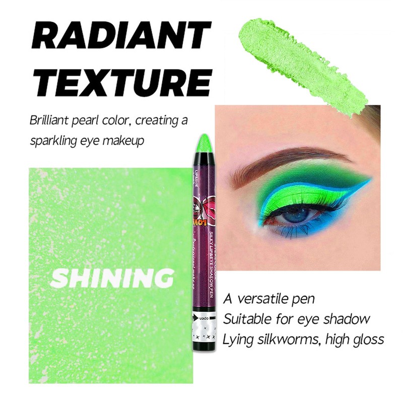 Green Shimmering Eyeshadow Stick, Bright Green Cream Eye Shadow, Metallic