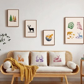 JSRQT 25Pcs Forest Animal Stencils for Painting,Reusable Nature Deer Tree Drawing Painting Stencils,DIY Template for Painting On Wood Crafts Canvas Furniture Wall,5.9 x 5.9 Inches