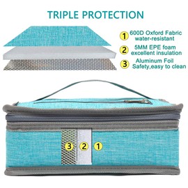 FlowFly Small Insulated Lunch box Portable Soft Bag Mini Cooler Thermal Meal Tote Kit with Handle for Work & School, Sea Blue