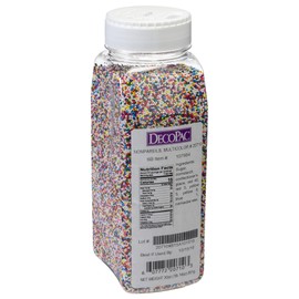 DECOPAC Multi-Colored Nonpareils, 30oz/85g, Fancy Sprinkles in Handheld Container, Edible Sprinkles For Celebration Cakes, Cupcakes, Cookies and Donuts In Rainbow Colors