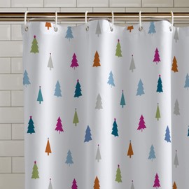 Catherine Lansfield Christmas Tree 180x180cm Shower Curtain White