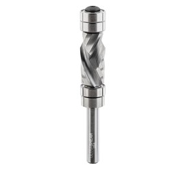 Ultra-Shear Flush Trim Router Bit, 1/4 SH, 1/2 CD, 1 CL, Template Pattern, Top & Bottom Bearing, Compression, Carbide Head, USA Made - US225010PFC