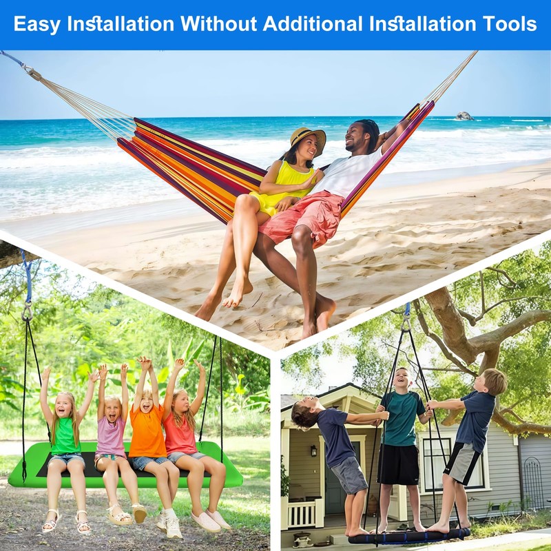 Swing Attachment Rope with Swing Hook, 100 cm Swing Tree