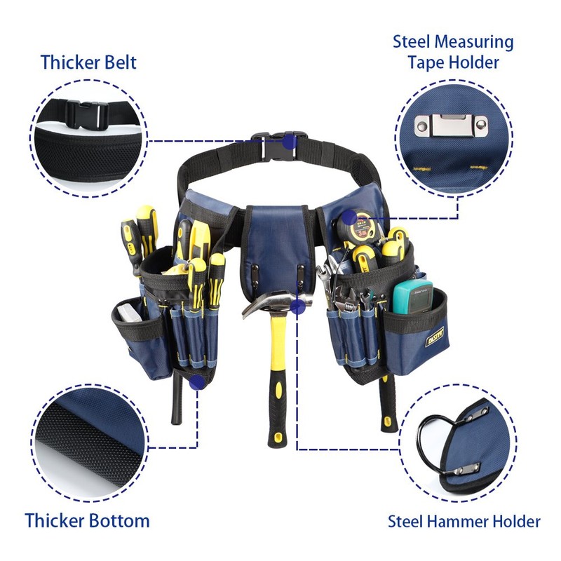 FASITE PTN012A 32-Pocket 2 Pouch Utility Multifunction Tool Belt Bag,