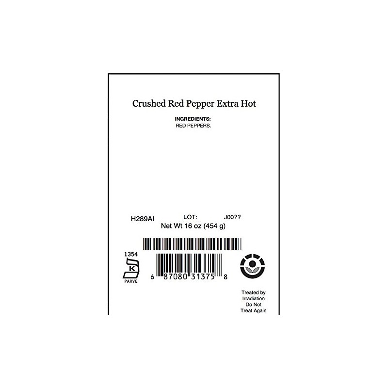 Crushed Red Pepper, Extra Hot, 16 Oz