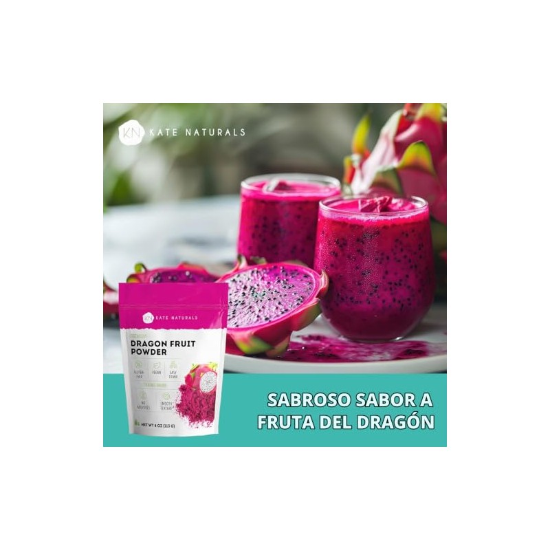 Polvo Fruta Dragón Hornear Beber Onzas Kate Naturals Vegano Gluten