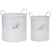 Boston International White Round Metal Planter Buckets with Handles, Set