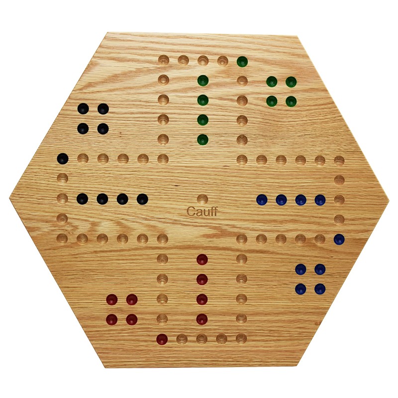 Solid Oak Double Sided Marble Board Game Hand Painted by