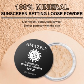 Meilury Sunscreen Mineral Powder Foundation, SPF 35, Talc-Free, Loose Powder Foundation, Buildable Lightweight Coverage, for Matte Base Makeup (#05 Fair Light Foundation Makeup)