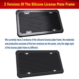 Aootf Black License Plate Frames-2 Pack Silicone License Plate Cover Front & Rear Tag Slim Holder with Screws, Screw Caps, with Rust-Proof. Rattle-Proof. Weather-Proof. for Women & Men