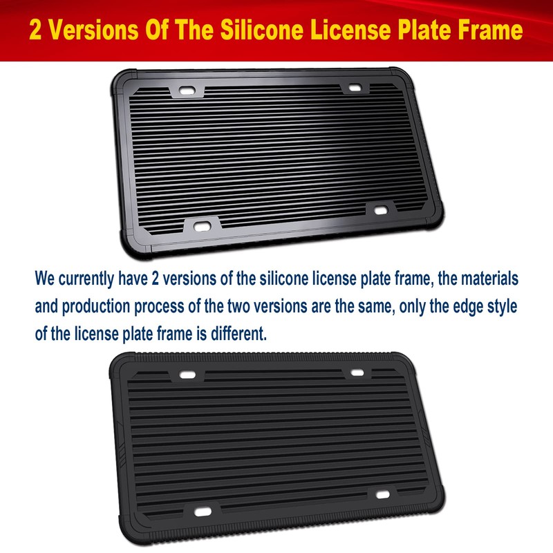 Aootf Black License Plate Frames-2 Pack Silicone License Plate Cover