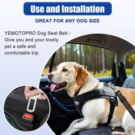 Dog Seat Belt Upgraded Dog Seat Belt for Car with Elastic Band, 360° Adjustable Dogs Harness Leash Tether, Universal Black, 2 Pack Dogs Seat Belts for Dogs