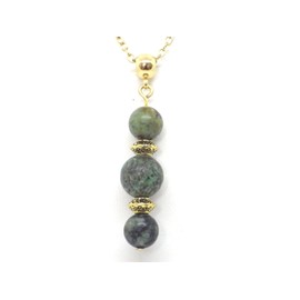 Chic and classic style golden stainless steel necklace with green natural turquoise pendant
