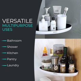 Floating Bathroom Organizer Corner Shower Caddy Shelf. Wall Mount with Extra Strong Self Adhesive, No Drilling, Easy Drainage and Rustproof. (White/Gray)
