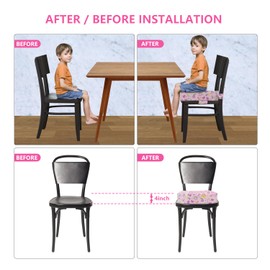 KIDUN Upgrade Toddler Booster Seat for Dining Table, Portable Dining Chair Heightening Cushion, Adjustable Booster Chair Increasing Cushion, Washable Chair Seat Pad Mat for Kids (Buckle-Grey)