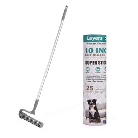 Layers Lagre Pet Mega Cleaning Floor Roller,Long Sticky Mop,with 4-Foot Extendable Handle,10in Wide Roller 25 Sheets
