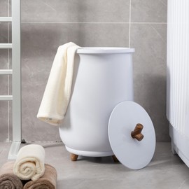 Giantex Towel Warmer Bucket, 23L Large Hot Towel Bucket for Bathroom Spa, Wood Handle, 3 Heating Modes, Adjustable Timer & Auto Shut Off, Fits Up to Two 40" x 70" Oversized Towels, Blankets, White