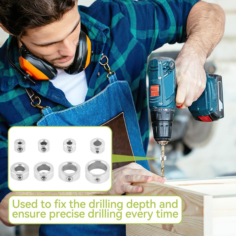 8 Piece Depth Stop Rings Set, Depth Stop for Drills