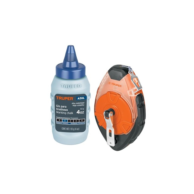 Truper TL-100, Tiralíneas 100 ft, cuerpo de plástico, incluye gis