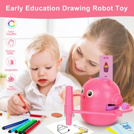 HUIJUTCHEN Drawing Robot for Boys Girls, Educational Drawing Machine Voice Interaction Draw Learning Machine with 100 Word Cards & 12 Color Pens Present for Boys Girls Birthday Christmas
