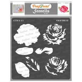 CrafTreat Reusable Layered Rose Petal Stencils for Painting on Wood, Fabric and Floor - Layered Rose 3 - 6x6 - DIY Arts and Crafts Stencils