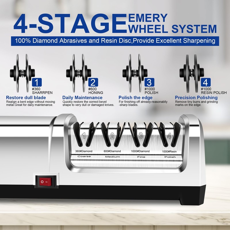 YBSVO 4 Stage Heavy-Duty Professional Electric Knife Sharpener