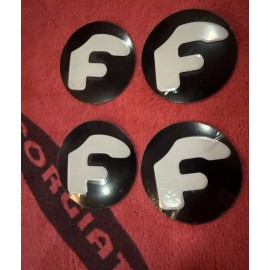 Forgiato center cap logo decal emblem sticker black with White Diamanté F Logo