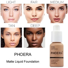2 Pack PHOERA Foundation 102# Nude and 103# Warm Peach,Soft Matte Oil Control Liquid Foundation.