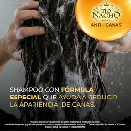 Tío Nacho Henna Egipcia Fórmula Avanzada Anti-Canas. Botella con 415ml.