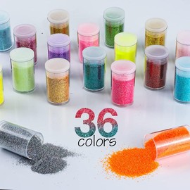 36-Color Ultra Fine Holographic Glitter Set - Iridescent Glitter Powder for Tumblers, Slime, Epoxy Resin Arts & Crafts, and Makeup (Body, Nail, Face, Hair, Eyeshadow)