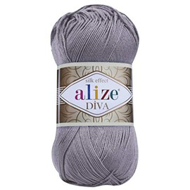 Alize Diva Silky Effect 100% Microfiber Acrylic Yarn 1 Ball skeins 100gr 383yds Color (348 - Smoky)