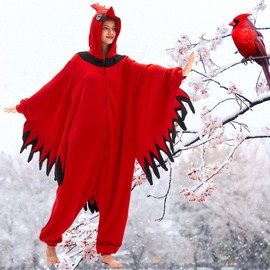 vavalad Cardinal Costume, Adult Animal Onesie with Wings, Funny Costumes for Women, Couple Costumes