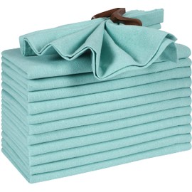 HOMIDATE Cloth Napkins, 100% Cotton 18x18 Aqua, Set of 12, Fabric Napkins for Dinner, Parties, Weddings