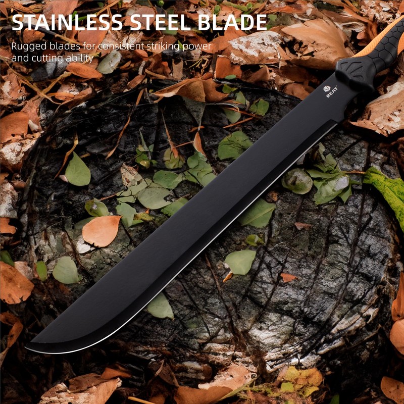 REAT Gardening Heavy Duty Machete,24" Full Tang Machete with Shaeth,Ergonomic
