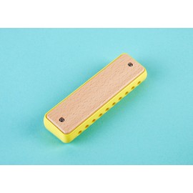 Hape Blues Harmonica | 10 Hole Wooden Musical Instrument Toy for Kids, Yellow (E8919)