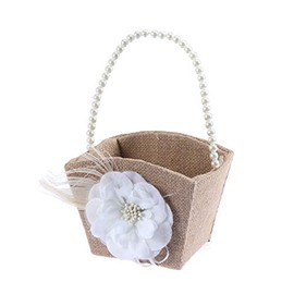 Hemobllo Canastas Canasta de Ni?a de Flores Canasta de Flores de Boda Rústica Vintage con de Canasta Colgada para La Ceremonia de La Fiesta de Bodas de Decoración Cestas De Mimbre