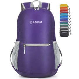 ZOMAKE Ultra Lightweight Foldable Backpack - Packable Foldable Rucksack 20L Small Backpcks Walking Rucksacks Water Resistant Travel Daypack For Men Women Outdoor Hiking - (Purple)