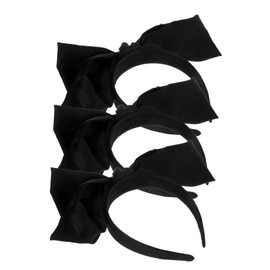 FRCOLOR 3pcs Large Bow Headband for Women Elegant Black Bowknot Hair Accessories Comfortable Stylish Hair Bows for Daily Wear Parties and Photoshoots