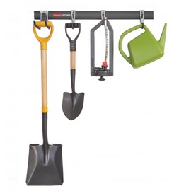 Rubbermaid FastTrack Garage Storage Utility Hooks 5 Piece Black All in One Rail Hook Kit and Tool Organizer Heavy Duty for Home/Garage/Shed/Garden