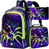 FTJCF 16" Backpack for Boys, 3Pcs Kids Spider Bookbag with