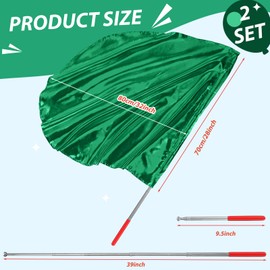 Silipull 2 Pcs Set 32" Praise Dance Worship Flags with Scalable Rod for Kids Children Semicircle Praise Church Flags for Worship Dance Outdoor Practice Performance(Dark Green)