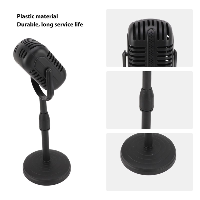 Antique Microphone Decor with Stand Black Realistic Lightweight Retro Microphone