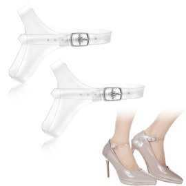 2 Pairs Detachable Shoe Straps for Heels, Elastic Transparant Heel Straps for High Heels for Women Replacement Ankle Straps for Heels Clear Anti Loose Shoelace with Adjustable Buck for Holding High He